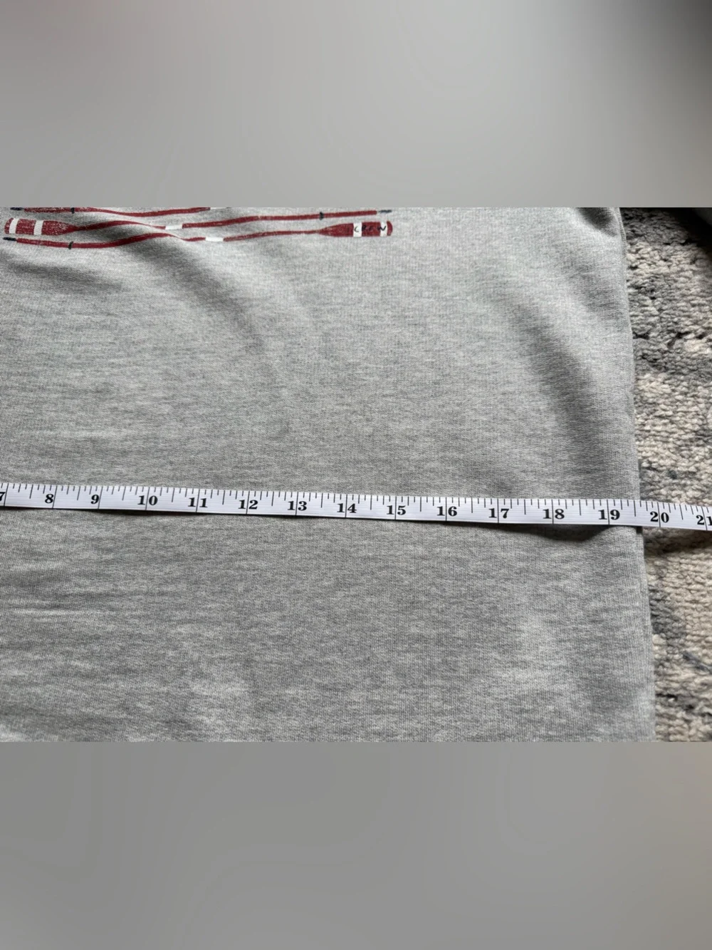 Men’s J. Crew Gray Crewneck Sweatshirt with American “Oars” Flag Graphic
